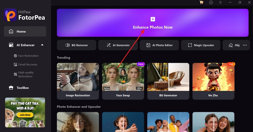 launch fotorpea and pick enhance now