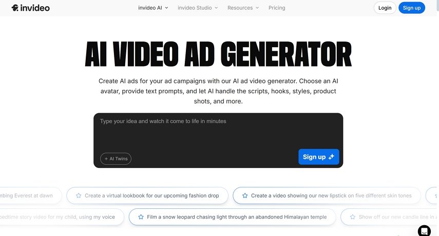 invideo ad video ad generator