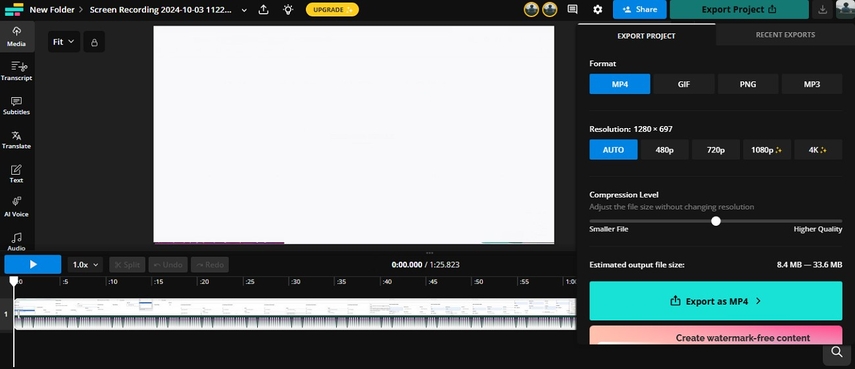 set resolution and video format kapwing