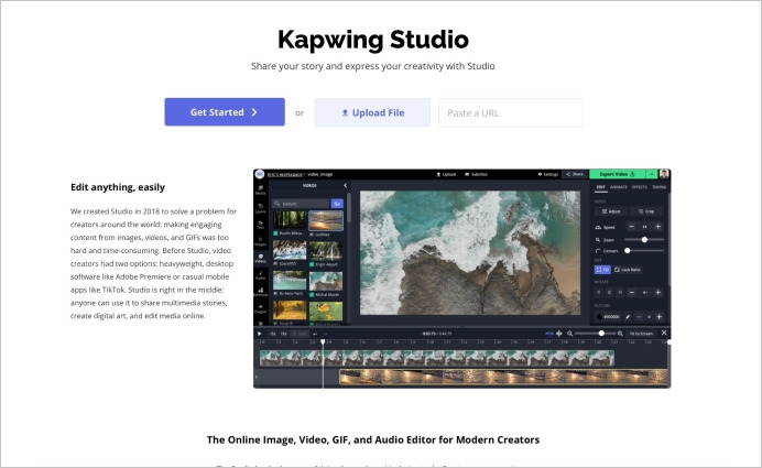 kapwing studio homepage