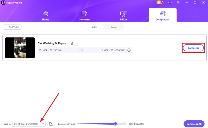 compress mp4 video and save destination
