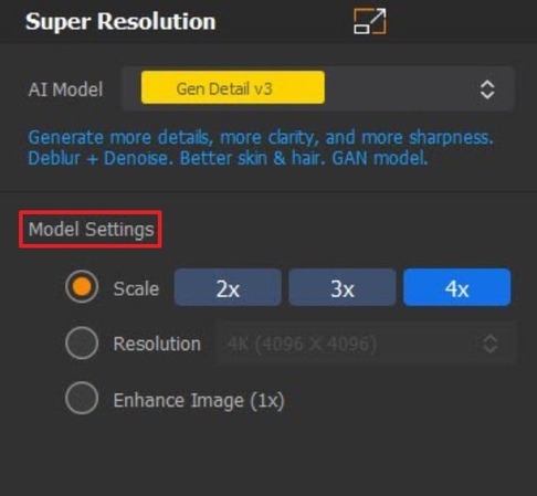 model settings and export enhanced video