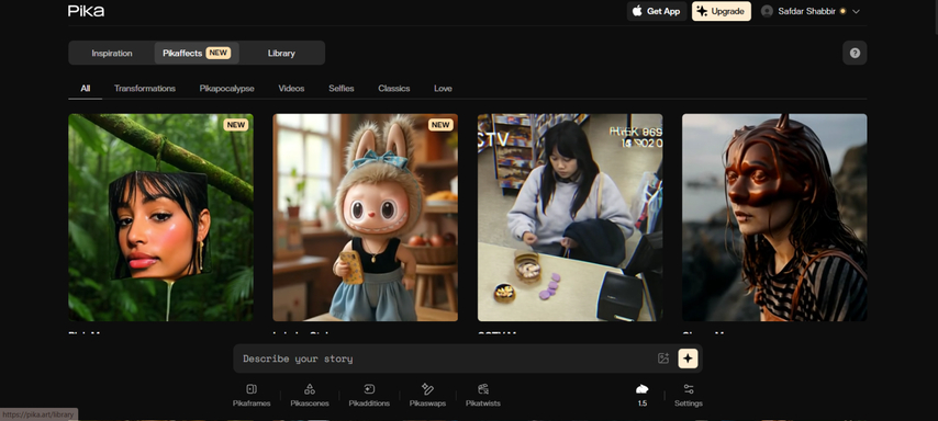 homepage screenshot of pika lab ai