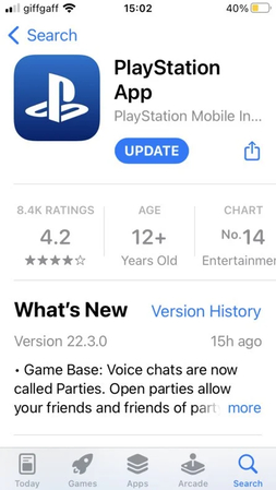 update playstation app