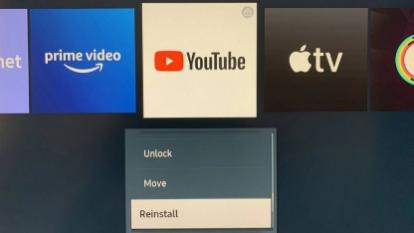 reinstall youtube app samsung tv