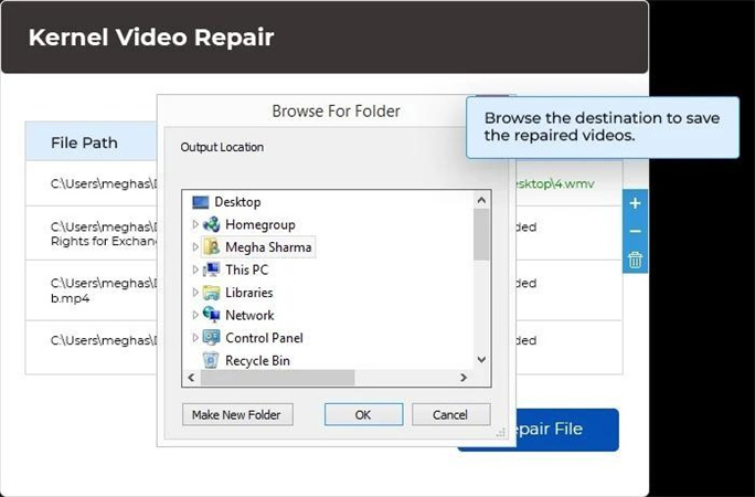 guardar el video reparado