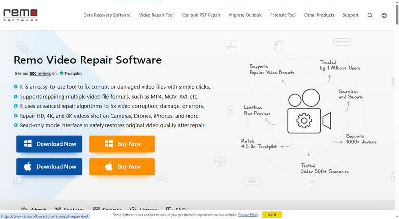 Remo Video Repair software for damaged videos