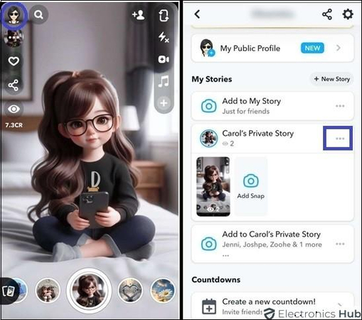 Acceder a la opción de mi historia