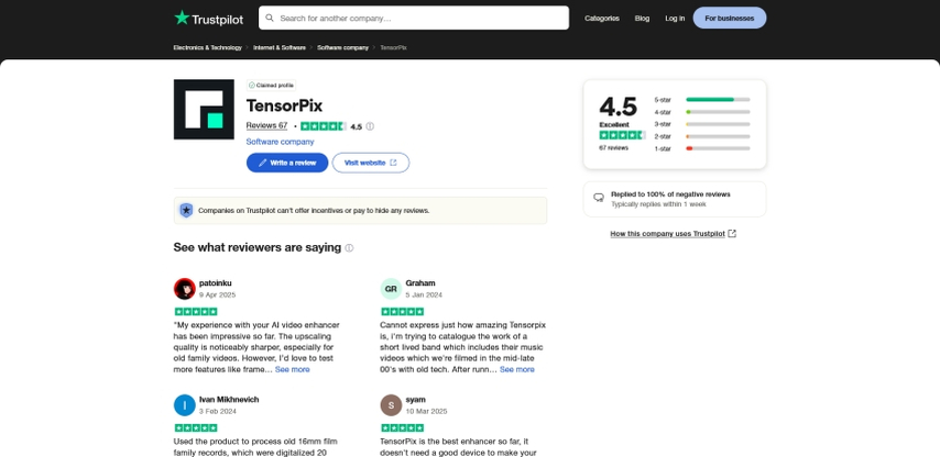 tensorpix reviews trustpilot
