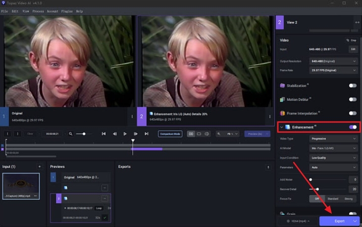 export after enhancing video