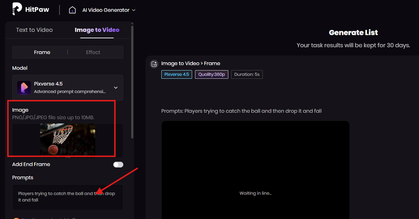 Uploading photo and adding text prompts