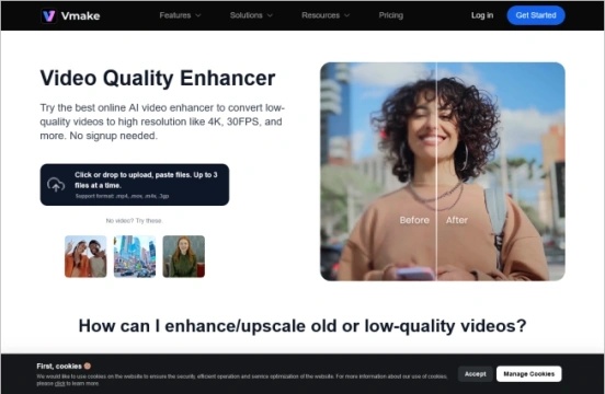 vmake ai video enhancer upload video