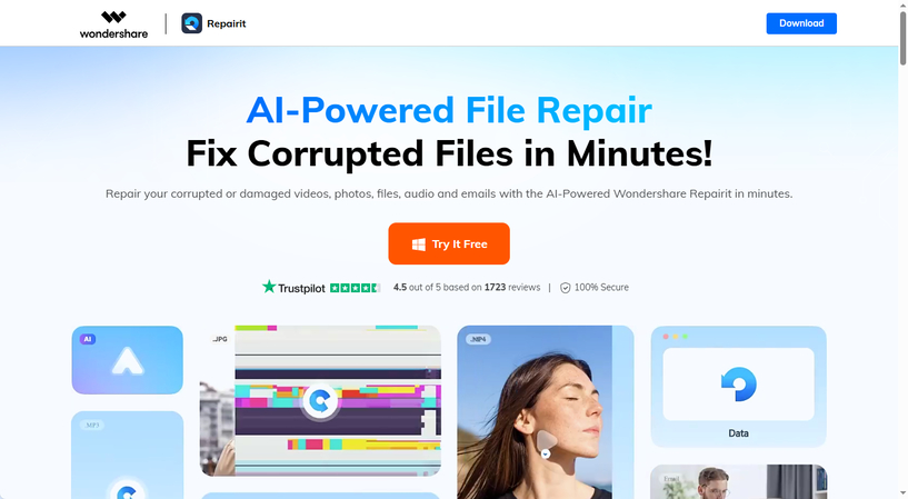Wondershare Repairit for repairing damaged video files