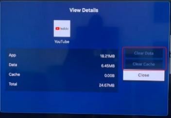 youtube clear cache data samsung tv