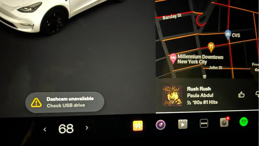 tesla dashcam 사용 불가 USB 드라이브 확인