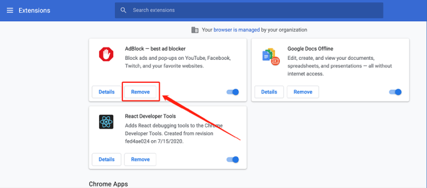 corrigir erro 101102 desativando extensões do Chrome