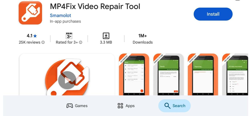 MP4Fix Video Repair Tool for repairing a corrupted MP4 video
