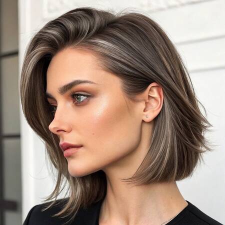 光滑的中分狼尾頭