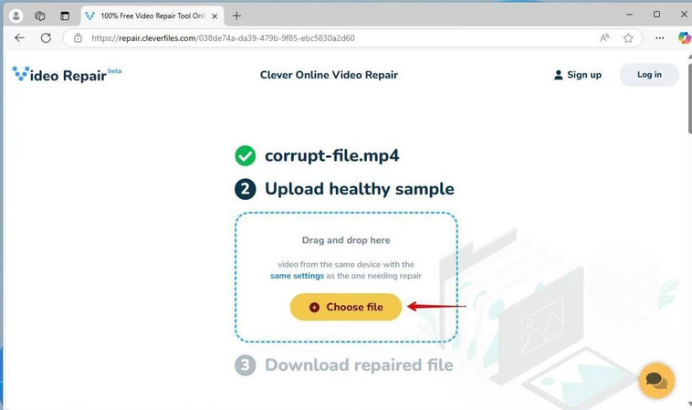 Referenzvideo für KI-Videoreparatur hochladen – bessere Reparaturgenauigkeit bei Clever Online Video Repair