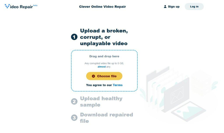 Beschädigte Videodatei für Clever Online Video Repair hochladen – MP4 MOV online reparieren