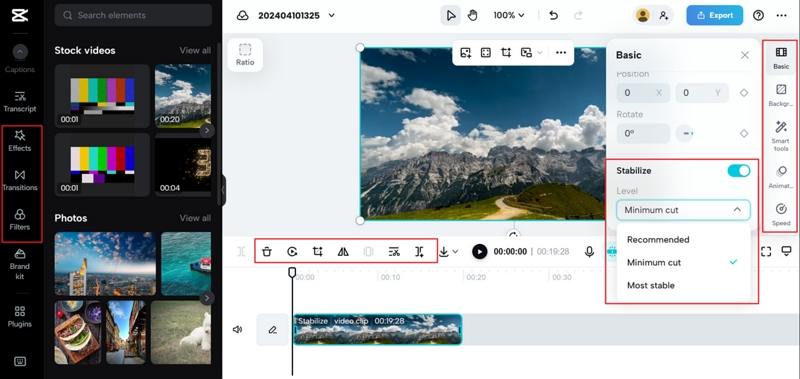 capcut video stabilizer online
