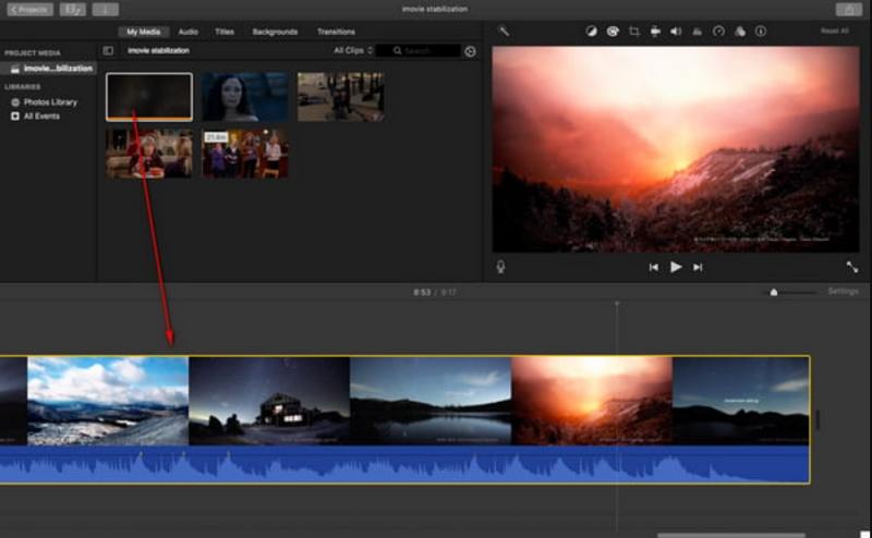 drag video in timeline imovie