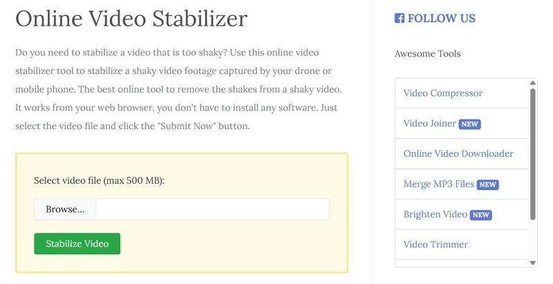 fileconverto online video stabilizer