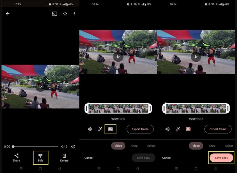 google photos stabilize video