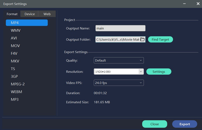 export finished video output