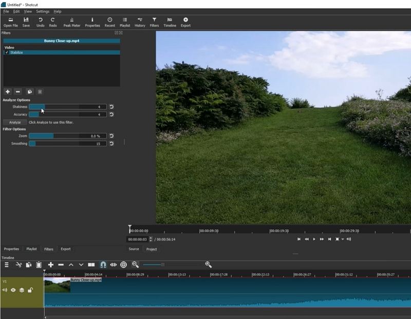 shotcut video stabilization