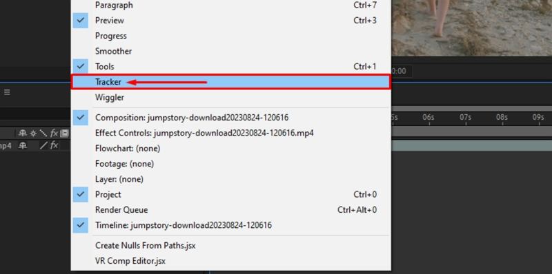 tracker panel in after effects