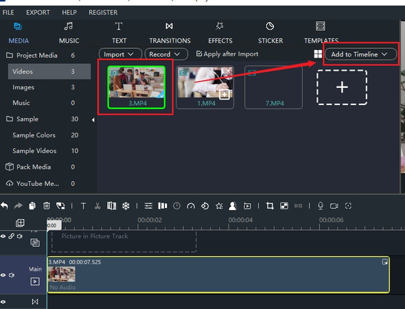 arrange video timeline