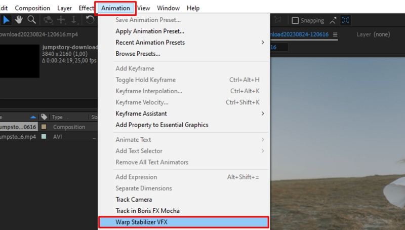 warp stabilizer in after-effects