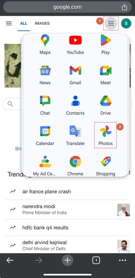 Open Photos on google video editor app