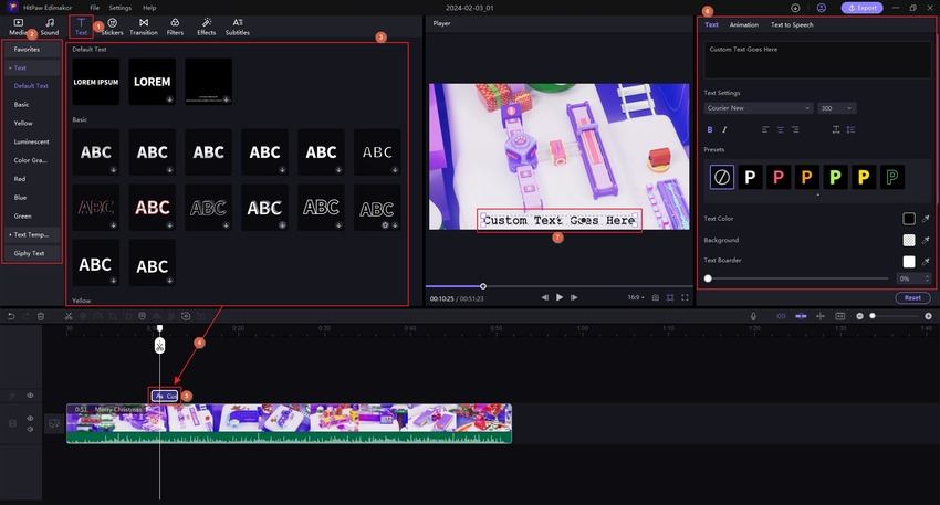 HitPaw Edimakor add text in premiere