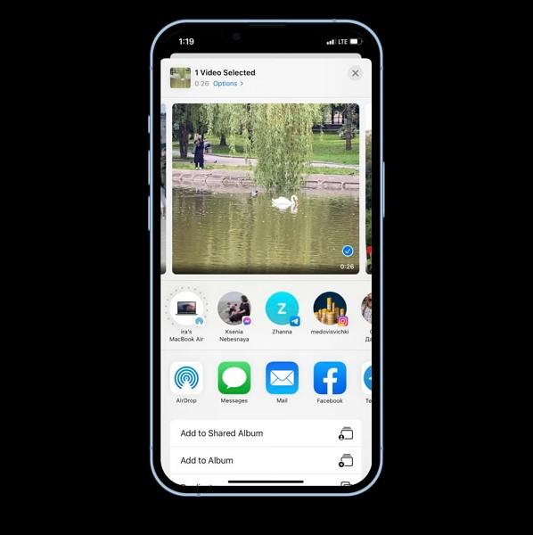 como enviar um vídeo do iphone para outro via airdrop
