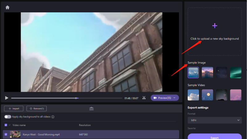 اختر خلفية لتعديل مقاطع الأنمي