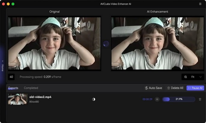 AVCLabs Video Enhancer AI enhancing low-light video quality