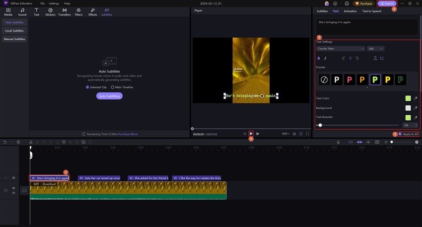 HitPaw Edimakor caption generator tiktok