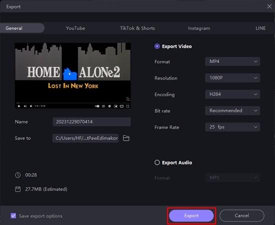 export final movie recording