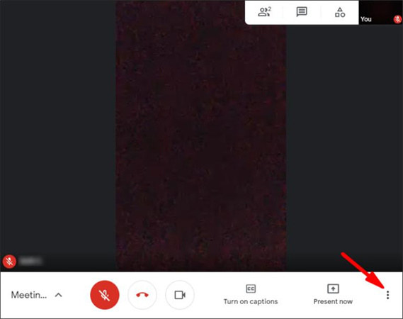 desfocar o fundo no google meet durante a chamada de vídeo pc passo 1