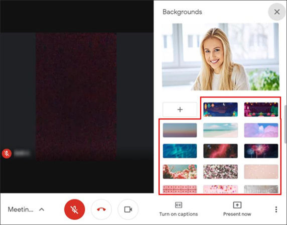 desfocar o fundo no google meet durante a chamada de vídeo pc passo 5