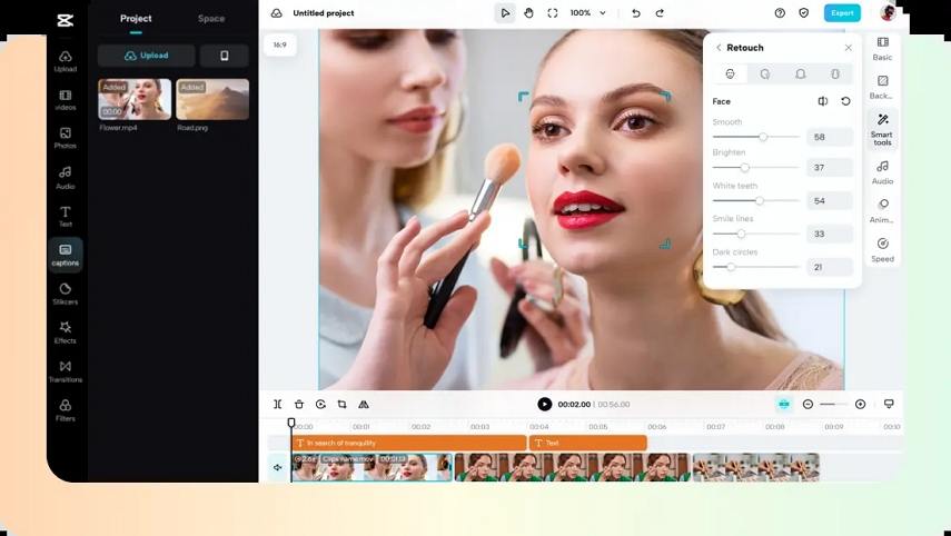 retouch face with capcut