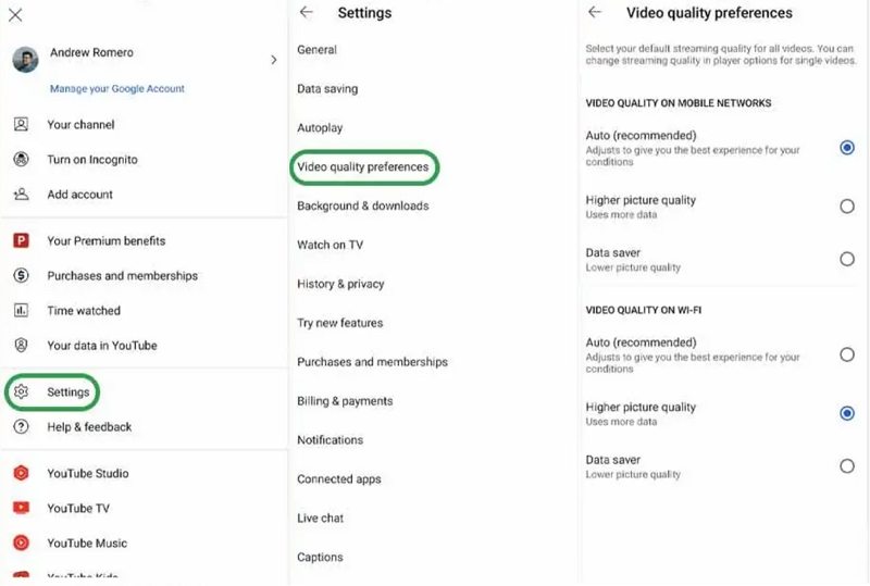 change video quality on youtube mobile