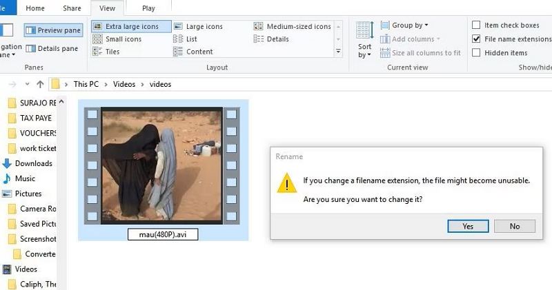 change video suffix to avi