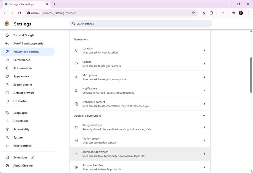 chrome automatische downloads erlauben