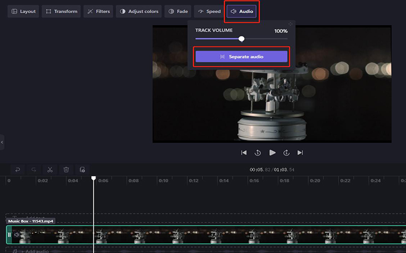 clipchamp separate audio