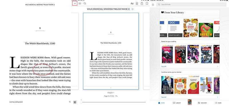 freccia rivolta in basso kindle