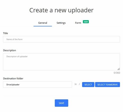 create new uploader