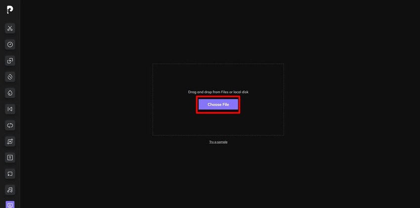 اختيار الملف على المحرر عبر الإنترنت